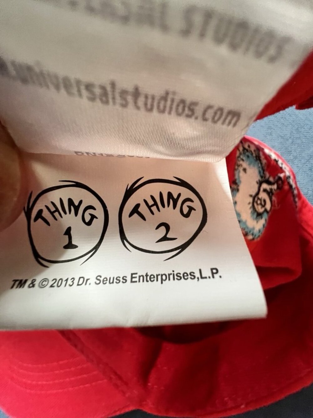 DR SEUSS Thing 1 Cap Baseball Hat Adjustable Universal Studios Red Adult Cotton - Picture 3 of 7